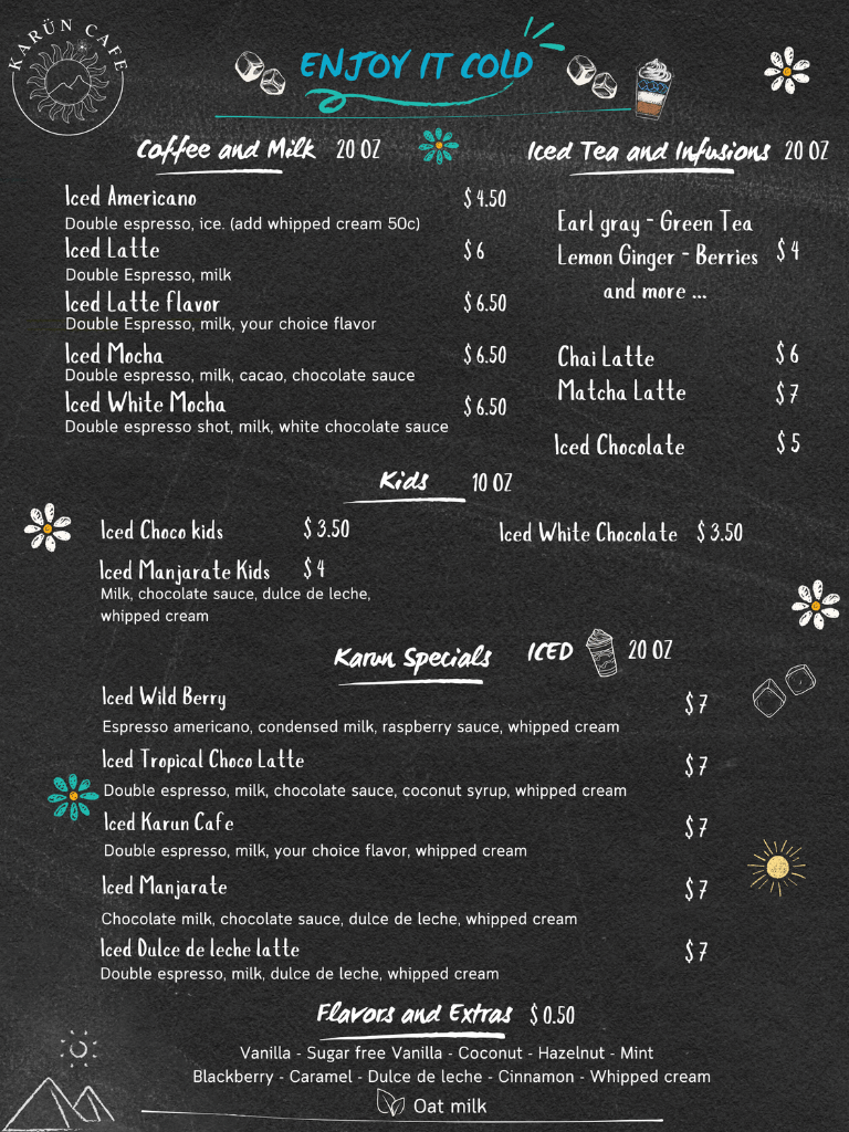 Cold Menu